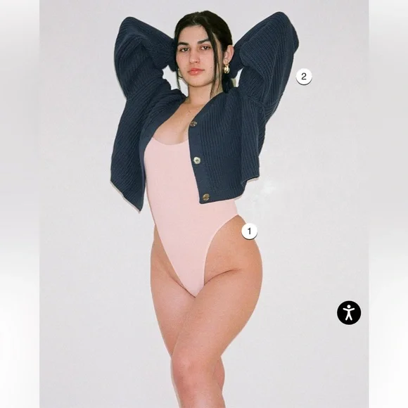 American Apparel GARMENT DYE SPAGHETTI THONG BODYSUIT XS CRÈME - Picture 4 of 7